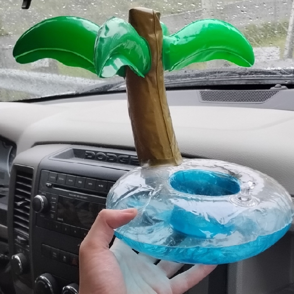 Vibrant Green and Blue Inflatable Palm Tree Blow Up Toy